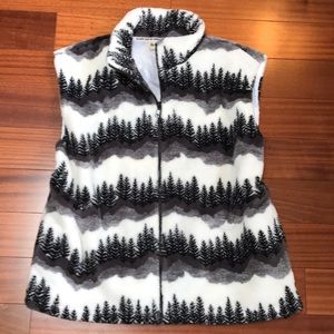 Black & White Fleece Vest with Zip